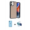 MARSİLYAN™- iPhone 11 Kılıf Kıvılcım Işık Serisi - Siyah 3D Antistatik Cam Ekran Koruyucu + Neon Fosforlu Kamera Lens - MI