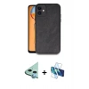 MARSİLYAN™- iPhone 11 Kılıf Kıvılcım Işık Serisi - Siyah 3D Antistatik Cam Ekran Koruyucu + Mavi Raze Metal Kamera Lens