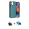 MARSİLYAN™- iPhone 11 Kılıf Kıvılcım Işık Serisi - Siyah 3D Antistatik Cam Ekran Koruyucu + Kamera Lens Koruma Cam - SF