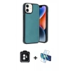 MARSİLYAN™- iPhone 11 Kılıf Kıvılcım Işık Serisi - Siyah 3D Antistatik Cam Ekran Koruyucu + PVD Metal Kamera Lens - YL