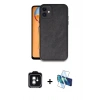 MARSİLYAN™- iPhone 11 Kılıf Kıvılcım Işık Serisi - Siyah 3D Antistatik Cam Ekran Koruyucu + PVD Metal Kamera Lens - YL