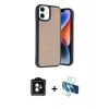 MARSİLYAN™- iPhone 11 Kılıf Kıvılcım Işık Serisi - Siyah 3D Antistatik Cam Ekran Koruyucu + PVD Metal Kamera Lens - YL