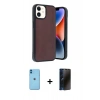 MARSİLYAN™- iPhone 11 Kılıf Kıvılcım Işık Serisi - Siyah 3D Antistatik Hayalet Cam Ekran Koruyucu + Neon Fosforlu Kamera Lens - MI