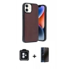 MARSİLYAN™- iPhone 11 Kılıf Kıvılcım Işık Serisi - Siyah 3D Antistatik Hayalet Cam Ekran Koruyucu + PVD Metal Kamera Lens - MI