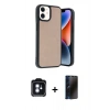MARSİLYAN™- iPhone 11 Kılıf Kıvılcım Işık Serisi - Siyah 3D Antistatik Hayalet Cam Ekran Koruyucu + PVD Metal Kamera Lens - MI