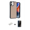 MARSİLYAN™- iPhone 11 Kılıf Kıvılcım Işık Serisi - Siyah 3D Antistatik Hayalet Cam Ekran Koruyucu + Renkli Kamera Lens Koruma Cam - PE