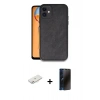 MARSİLYAN™- iPhone 11 Kılıf Kıvılcım Işık Serisi - Siyah 3D Antistatik Hayalet Cam Ekran Koruyucu + Renkli Kamera Lens Koruma Cam - PE