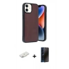 MARSİLYAN™- iPhone 11 Kılıf Kıvılcım Işık Serisi - Siyah 3D Antistatik Hayalet Cam Ekran Koruyucu + Renkli Kamera Lens Koruma Cam - PE