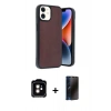 MARSİLYAN™- iPhone 11 Kılıf Kıvılcım Işık Serisi - Siyah 3D Antistatik Hayalet Cam Ekran Koruyucu + PVD Metal Kamera Lens - TU
