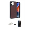 MARSİLYAN™- iPhone 11 Kılıf Kıvılcım Işık Serisi - Siyah 3D Antistatik Hayalet Cam Ekran Koruyucu + Renkli Kamera Lens Koruma Cam - YL