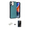 MARSİLYAN™- iPhone 11 Kılıf Kıvılcım Işık Serisi - Siyah 3D Antistatik Hayalet Cam Ekran Koruyucu + Renkli Kamera Lens Koruma Cam - TU