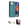 MARSİLYAN™- iPhone 11 Kılıf Kıvılcım Işık Serisi - Siyah 3D Antistatik Mat Seramik Nano Ekran Koruyucu + Pers Alüminyum Kamera Lens - KI