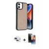 MARSİLYAN™- iPhone 11 Kılıf Kıvılcım Işık Serisi - Siyah 3D Antistatik Mat Seramik Nano Ekran Koruyucu + Pers Alüminyum Kamera Lens - LT