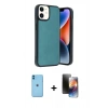 MARSİLYAN™- iPhone 11 Kılıf Kıvılcım Işık Serisi - Siyah 3D Antistatik Mat Seramik Nano Ekran Koruyucu + Neon Fosforlu Kamera Lens - MI