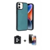 MARSİLYAN™- iPhone 11 Kılıf Kıvılcım Işık Serisi - Siyah 3D Antistatik Mat Seramik Nano Ekran Koruyucu + PVD Metal Kamera Lens - SH