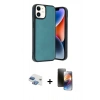 MARSİLYAN™- iPhone 11 Kılıf Kıvılcım Işık Serisi - Siyah 3D Antistatik Mat Seramik Nano Ekran Koruyucu + Pers Alüminyum Kamera Lens - GI