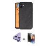 MARSİLYAN™- iPhone 11 Kılıf Kıvılcım Işık Serisi - Siyah 3D Antistatik Mat Seramik Nano Ekran Koruyucu + Raze Metal Kamera Lens - MR