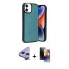 MARSİLYAN™- iPhone 11 Kılıf Kıvılcım Işık Serisi - Siyah 3D Antistatik Mat Seramik Nano Ekran Koruyucu + Raze Metal Kamera Lens - MR