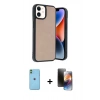MARSİLYAN™- iPhone 11 Kılıf Kıvılcım Işık Serisi - Siyah 3D Antistatik Mat Seramik Nano Ekran Koruyucu + Neon Fosforlu Kamera Lens - YL