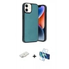 MARSİLYAN™- iPhone 11 Kılıf Kıvılcım Işık Serisi - Siyah 3D Antistatik Seramik Nano Ekran Koruyucu + Renkli Kamera Lens Koruma Cam - YL