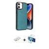 MARSİLYAN™- iPhone 11 Kılıf Kıvılcım Işık Serisi - Siyah 3D Antistatik Seramik Nano Ekran Koruyucu + Renkli Kamera Lens Koruma Cam - TU