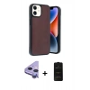 MARSİLYAN™- iPhone 11 Kılıf Kıvılcım Işık Serisi - Siyah 6D Antistatik Mat Seramik Hayalet Nano Ekran Koruyucu + Mor Raze Metal Kamera Lens