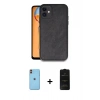 MARSİLYAN™- iPhone 11 Kılıf Kıvılcım Işık Serisi - Siyah 6D Antistatik Mat Seramik Hayalet Nano Ekran Koruyucu + Turuncu Neon Fosforlu Kamera Lens
