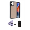 MARSİLYAN™- iPhone 11 Kılıf Kıvılcım Işık Serisi - Siyah 6D Antistatik Mat Seramik Hayalet Nano Ekran Koruyucu + Mor Raze Metal Kamera Lens