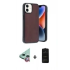 MARSİLYAN™- iPhone 11 Kılıf Kıvılcım Işık Serisi - Siyah 6D Antistatik Mat Seramik Hayalet Nano Ekran Koruyucu + Kırmızı Raze Metal Kamera Lens