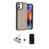 MARSİLYAN™- iPhone 11 Kılıf Kıvılcım Işık Serisi - Siyah 6D Antistatik Mat Seramik Hayalet Nano Ekran Koruyucu + Raze Metal Kamera Lens - GS