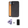 MARSİLYAN™- iPhone 11 Kılıf Kıvılcım Işık Serisi - Siyah 6D Antistatik Mat Seramik Hayalet Nano Ekran Koruyucu + Mor Raze Metal Kamera Lens
