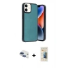 MARSİLYAN™- iPhone 11 Kılıf Kıvılcım Işık Serisi - Siyah 6D Mat Seramik Hayalet Nano Ekran Koruyucu + Pers Alüminyum Kamera Lens - LT