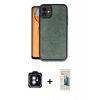 MARSİLYAN™- iPhone 11 Kılıf Kıvılcım Işık Serisi - Siyah 6D Mat Seramik Hayalet Nano Ekran Koruyucu + Mavi PVD Metal Kamera Lens