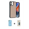 MARSİLYAN™- iPhone 11 Kılıf Kıvılcım Işık Serisi - Siyah 6D Mat Seramik Hayalet Nano Ekran Koruyucu + Neon Fosforlu Kamera Lens - YL