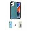 MARSİLYAN™- iPhone 11 Kılıf Kıvılcım Işık Serisi - Siyah 6D Mat Seramik Hayalet Nano Ekran Koruyucu + Neon Fosforlu Kamera Lens - YL