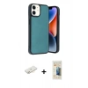MARSİLYAN™- iPhone 11 Kılıf Kıvılcım Işık Serisi - Siyah 6D Mat Seramik Hayalet Nano Ekran Koruyucu + Renkli Kamera Lens Koruma Cam - SI