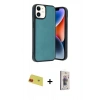 MARSİLYAN™- iPhone 11 Kılıf Kıvılcım Işık Serisi - Siyah Bilvis 3D Cam Ekran Koruyucu + Rainbow Kamera Lens Koruma Cam - KI