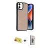 MARSİLYAN™- iPhone 11 Kılıf Kıvılcım Işık Serisi - Siyah Bilvis 3D Cam Ekran Koruyucu + Rainbow Kamera Lens Koruma Cam - KI