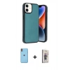 MARSİLYAN™- iPhone 11 Kılıf Kıvılcım Işık Serisi - Siyah Bilvis 3D Cam Ekran Koruyucu + Neon Fosforlu Kamera Lens - TU