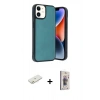 MARSİLYAN™- iPhone 11 Kılıf Kıvılcım Işık Serisi - Siyah Bilvis 3D Cam Ekran Koruyucu + Renkli Kamera Lens Koruma Cam - TU