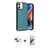 MARSİLYAN™- iPhone 11 Kılıf Kıvılcım Işık Serisi - Siyah Bilvis 3D Mat Cam Ekran Koruyucu + Kırmızı Pers Alüminyum Kamera Lens