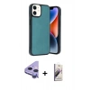MARSİLYAN™- iPhone 11 Kılıf Kıvılcım Işık Serisi - Siyah Bilvis 3D Mat Cam Ekran Koruyucu + Raze Metal Kamera Lens - MR