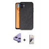 MARSİLYAN™- iPhone 11 Kılıf Kıvılcım Işık Serisi - Siyah Bilvis 3D Mat Cam Ekran Koruyucu + Raze Metal Kamera Lens - MR