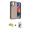 MARSİLYAN™- iPhone 11 Kılıf Kıvılcım Işık Serisi - Siyah Bilvis 3D Mat Cam Ekran Koruyucu + Rainbow Kamera Lens Koruma Cam - KI