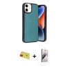 MARSİLYAN™- iPhone 11 Kılıf Kıvılcım Işık Serisi - Siyah Bilvis 3D Mat Cam Ekran Koruyucu + Rainbow Kamera Lens Koruma Cam - KI