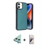 MARSİLYAN™- iPhone 11 Kılıf Kıvılcım Işık Serisi - Siyah Bilvis 3D Mat Cam Ekran Koruyucu + Raze Metal Kamera Lens - MI