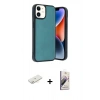MARSİLYAN™- iPhone 11 Kılıf Kıvılcım Işık Serisi - Siyah Bilvis 3D Mat Cam Ekran Koruyucu + Renkli Kamera Lens Koruma Cam - SI