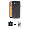 MARSİLYAN™- iPhone 11 Kılıf Kıvılcım Işık Serisi - Siyah Bilvis 3D Mat Cam Ekran Koruyucu + PVD Metal Kamera Lens - YL