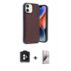 MARSİLYAN™- iPhone 11 Kılıf Kıvılcım Işık Serisi - Siyah Bilvis 3D Mat Cam Ekran Koruyucu + PVD Metal Kamera Lens - YL