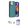 MARSİLYAN™- iPhone 11 Kılıf Kıvılcım Işık Serisi - Siyah Bilvis 5in1 3D Magic Cam Ekran Koruyucu + Pers Alüminyum Kamera Lens - GD